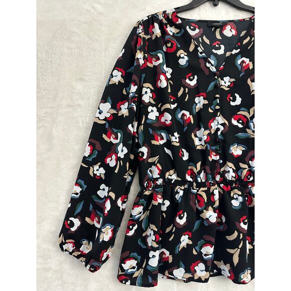 Alfani Peplum Abstract Floral Top XL Classy Mature Office - Picture 3 of 9